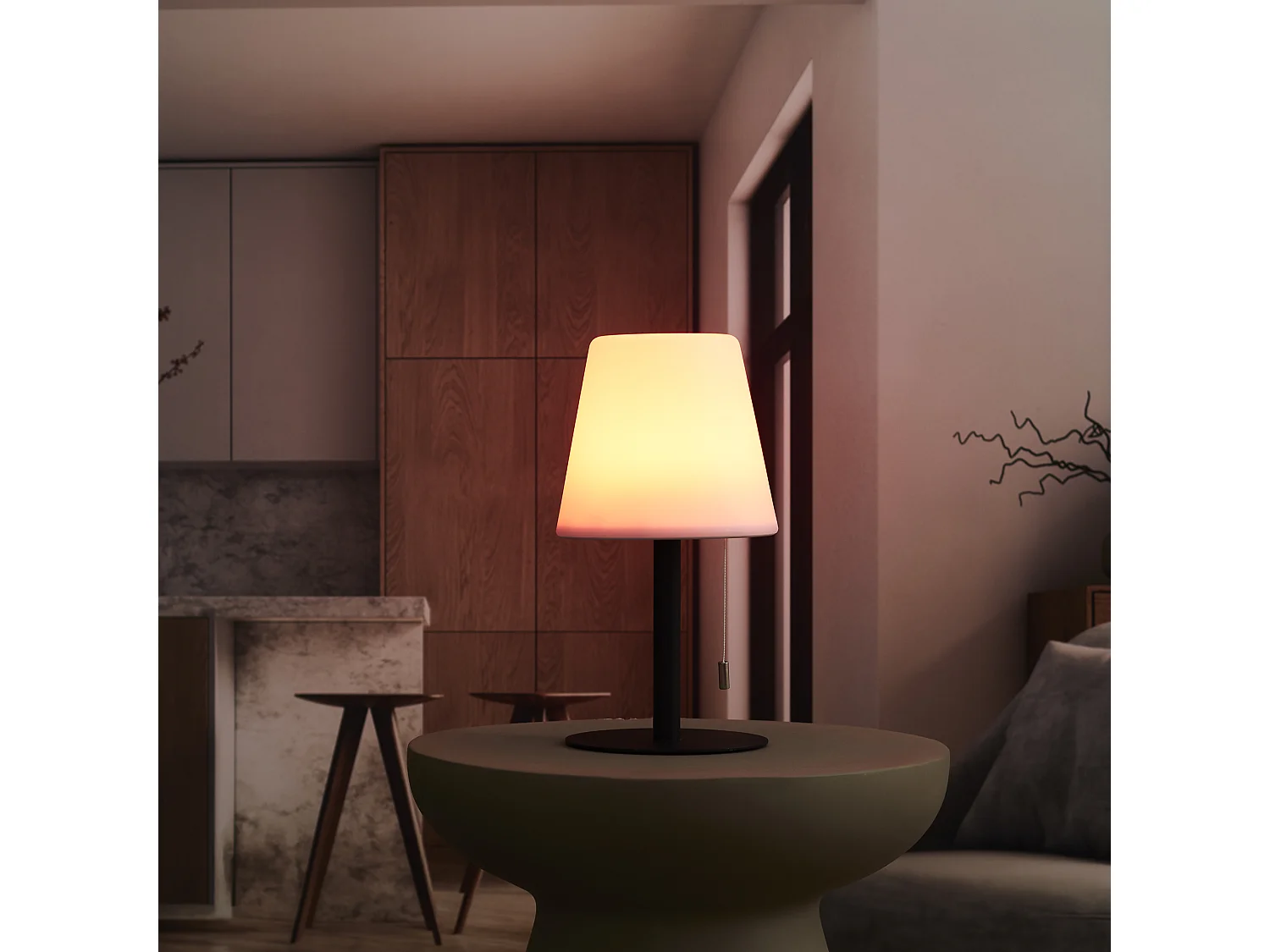 Lampe De Table Rechargeable Ip44 Gris H30cm Gris