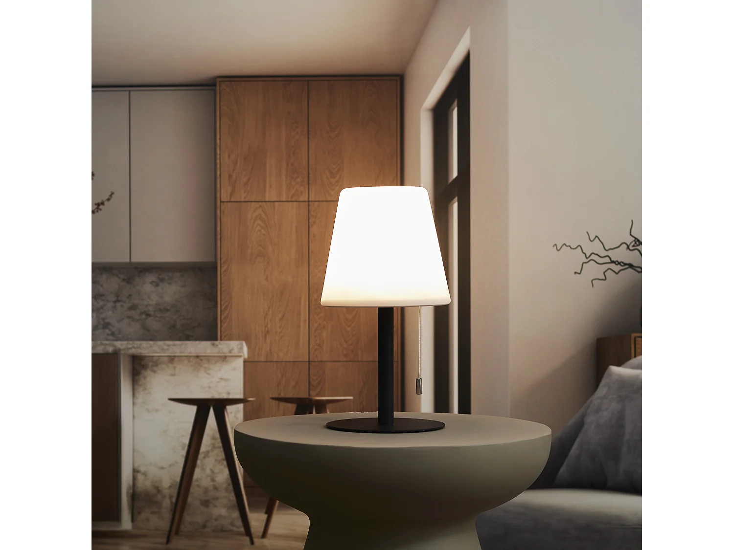 Lampe De Table Rechargeable Ip44 Gris H30cm Gris