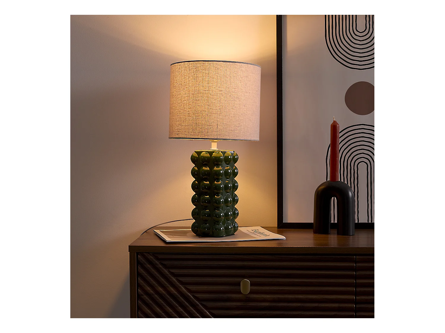 Lampe Ceramique Vert Foret Vert