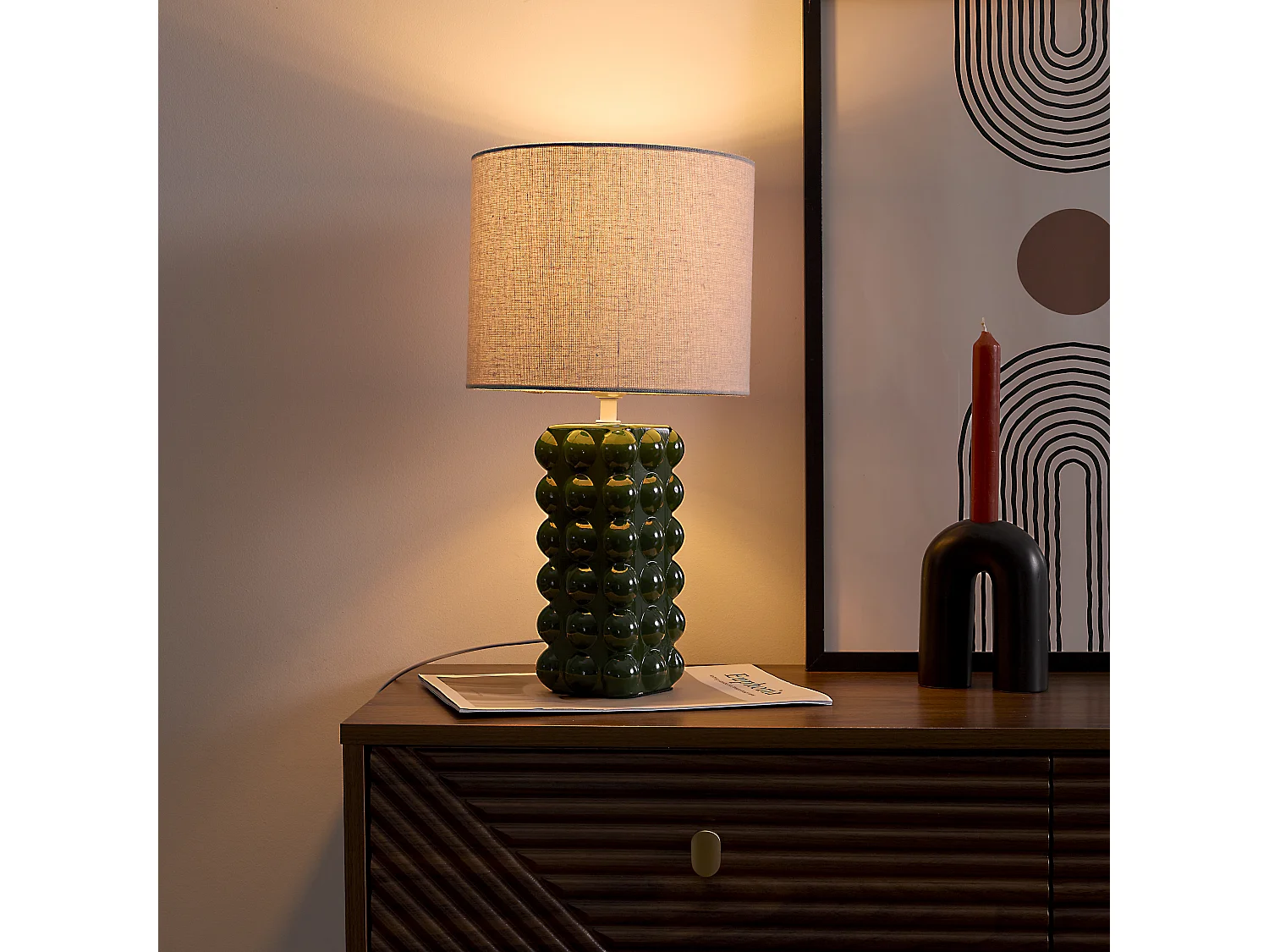 Lampe Ceramique Vert Foret Vert