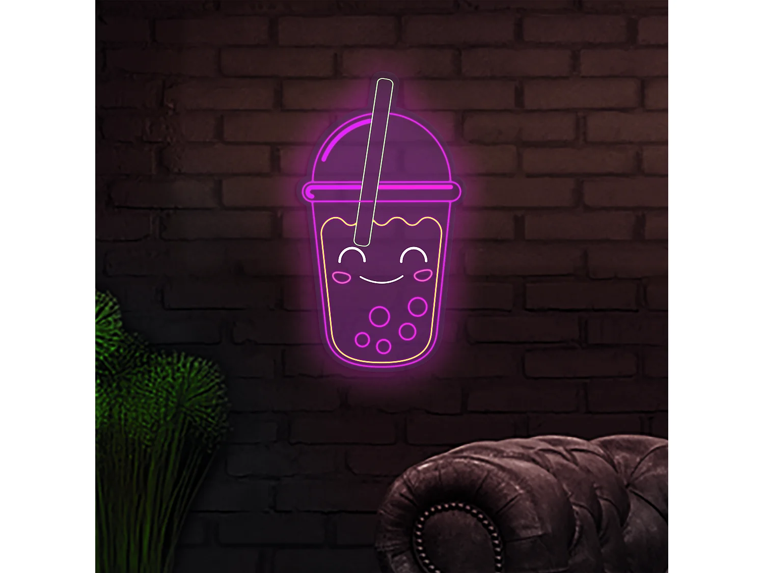 Lampe Kawai Bubble Tea Effet Neon Multicolore