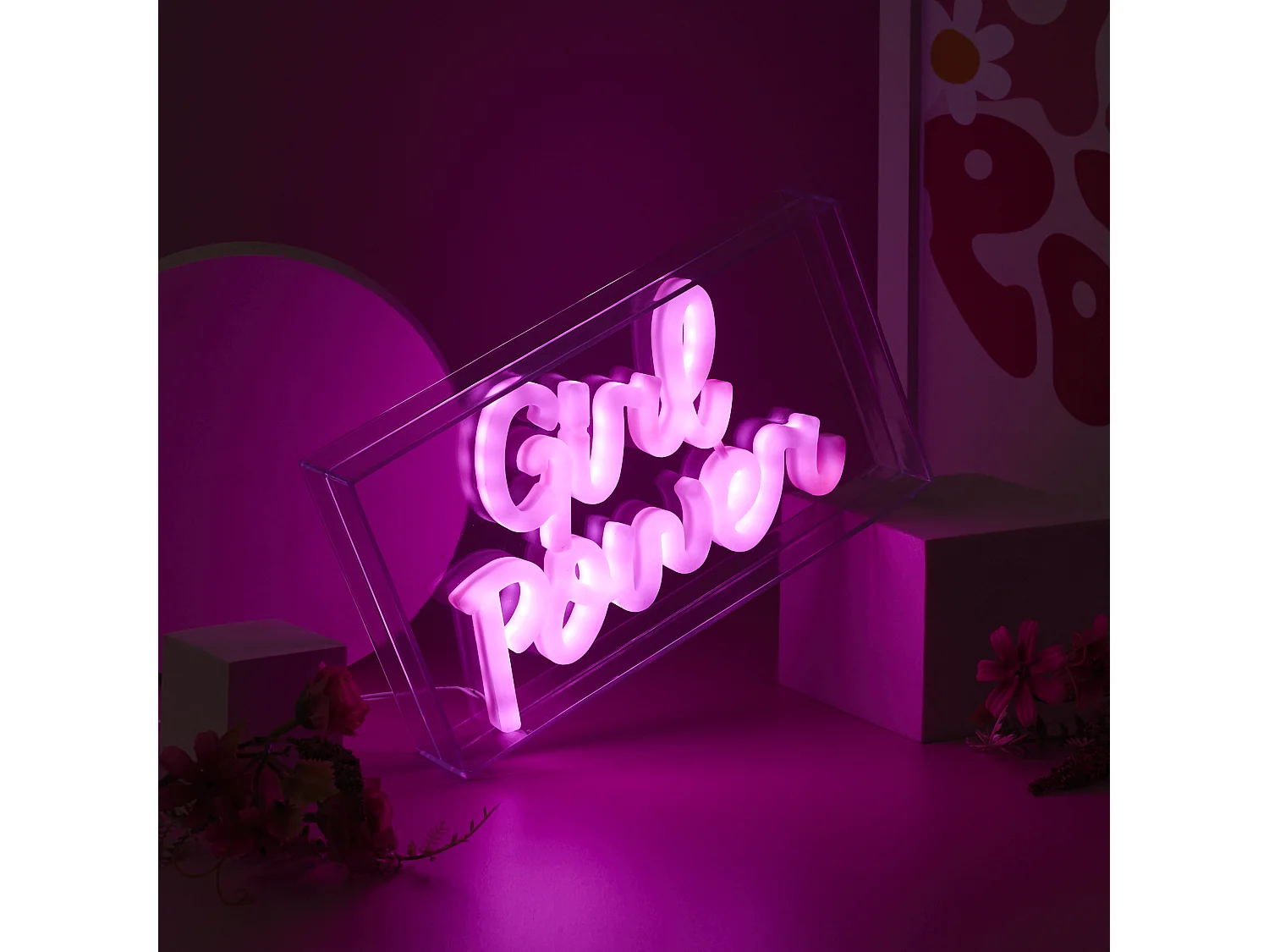 Lampe Led Effet Neon Grl Pwr Rose
