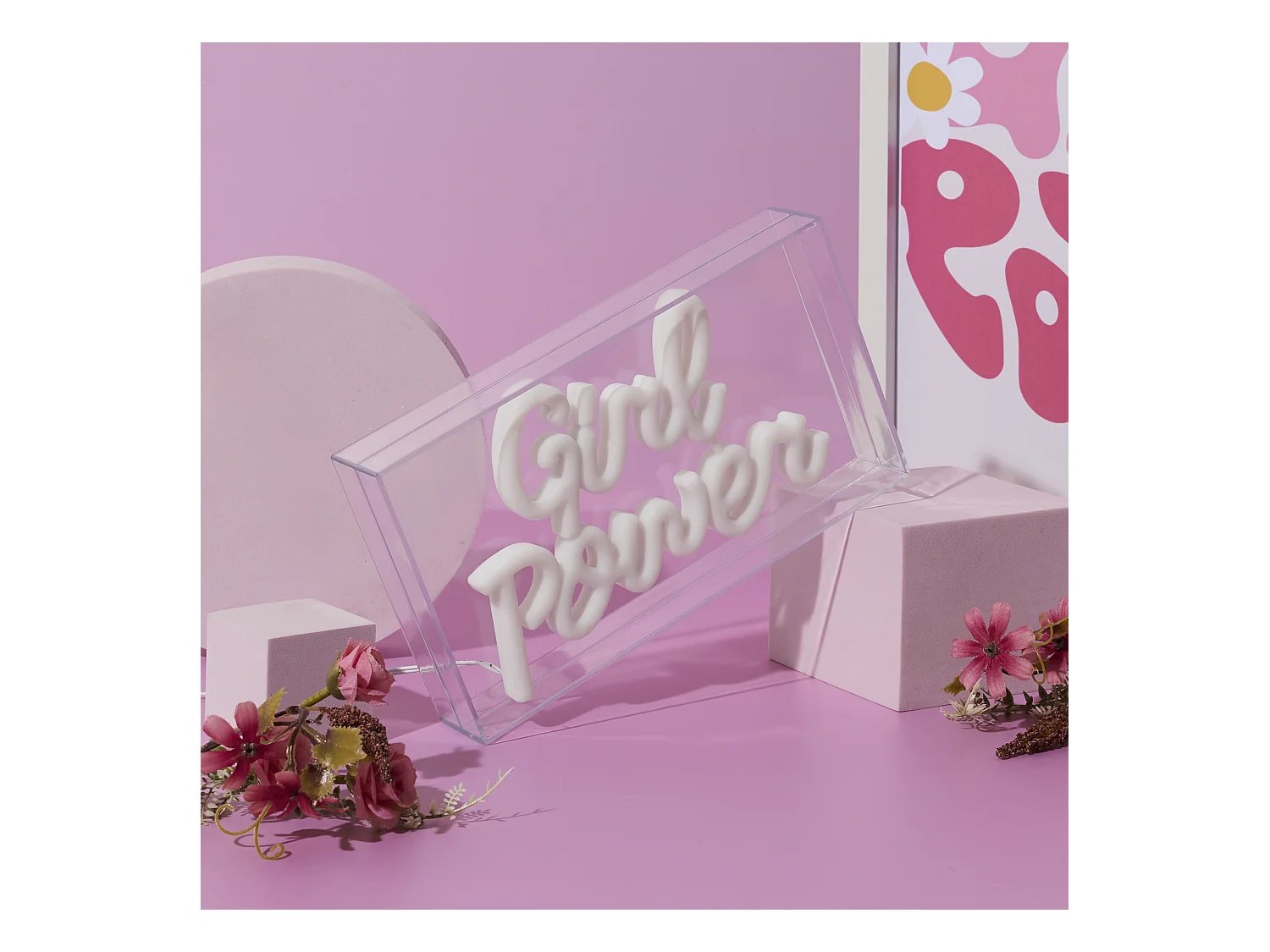 Lampe Led Effet Neon Grl Pwr Rose