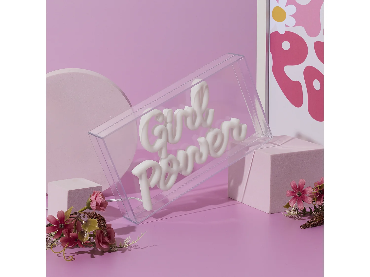 Lampe Led Effet Neon Grl Pwr Rose