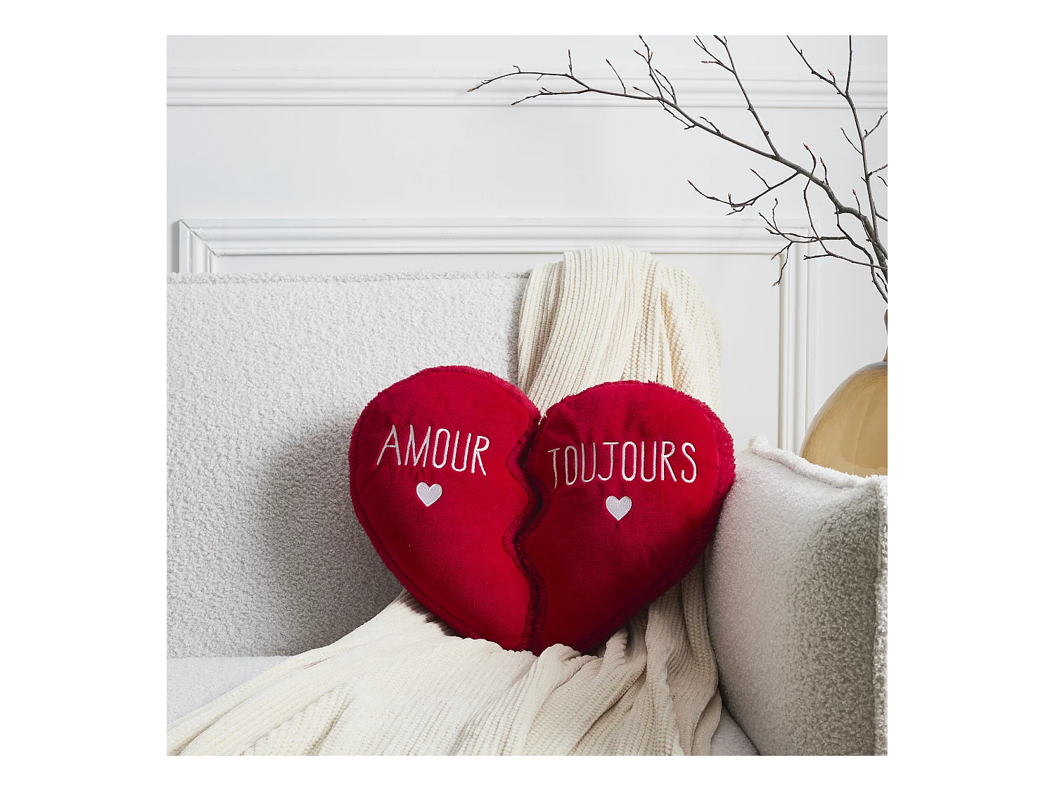 Coussin Coeur Detacahble Rouge