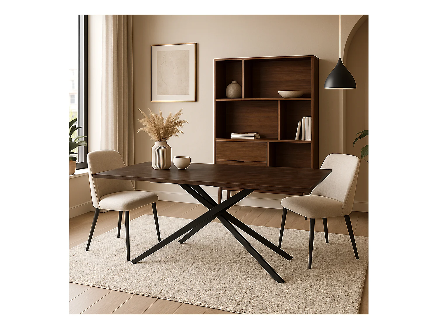 Table Extensible 6 A 8 Personnes Tiffany Marron, Noir