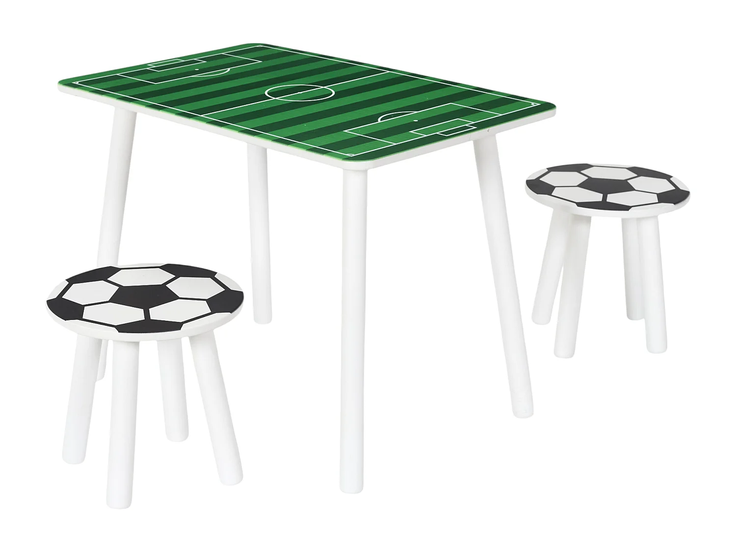 Table Et 2 Tabourets Foot Vert, Noir, Blanc