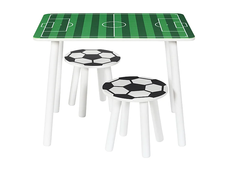 Table Et 2 Tabourets Foot Vert, Noir, Blanc