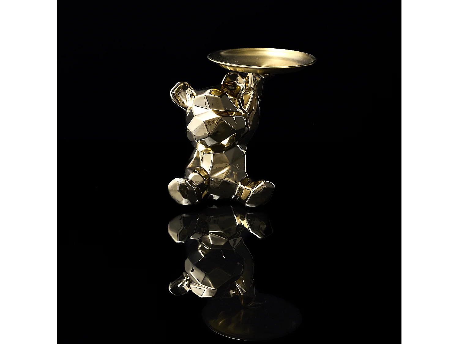 Statue Ourson Vide Poche Dore H12cm Or