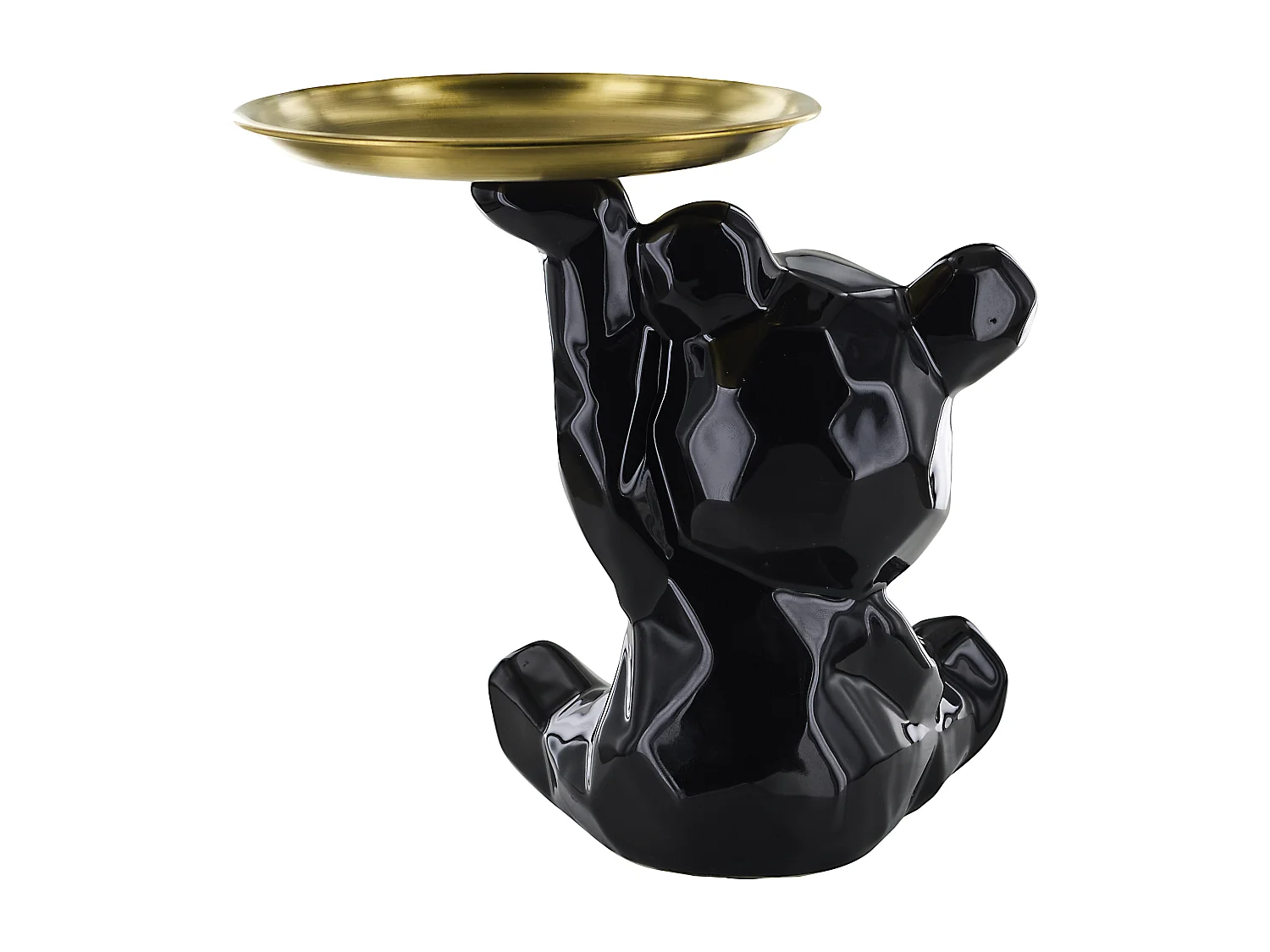 Statue Ourson Vide Poche Noir H12cm Noir, Or