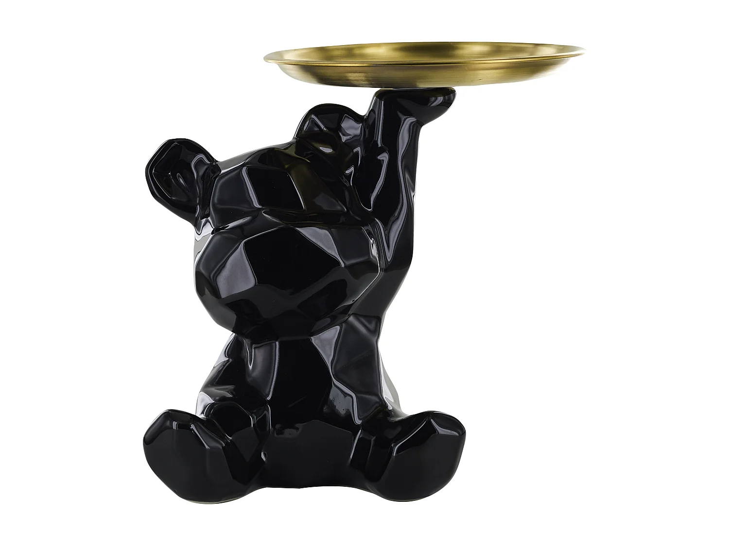 Statue Ourson Vide Poche Noir H12cm Noir, Or