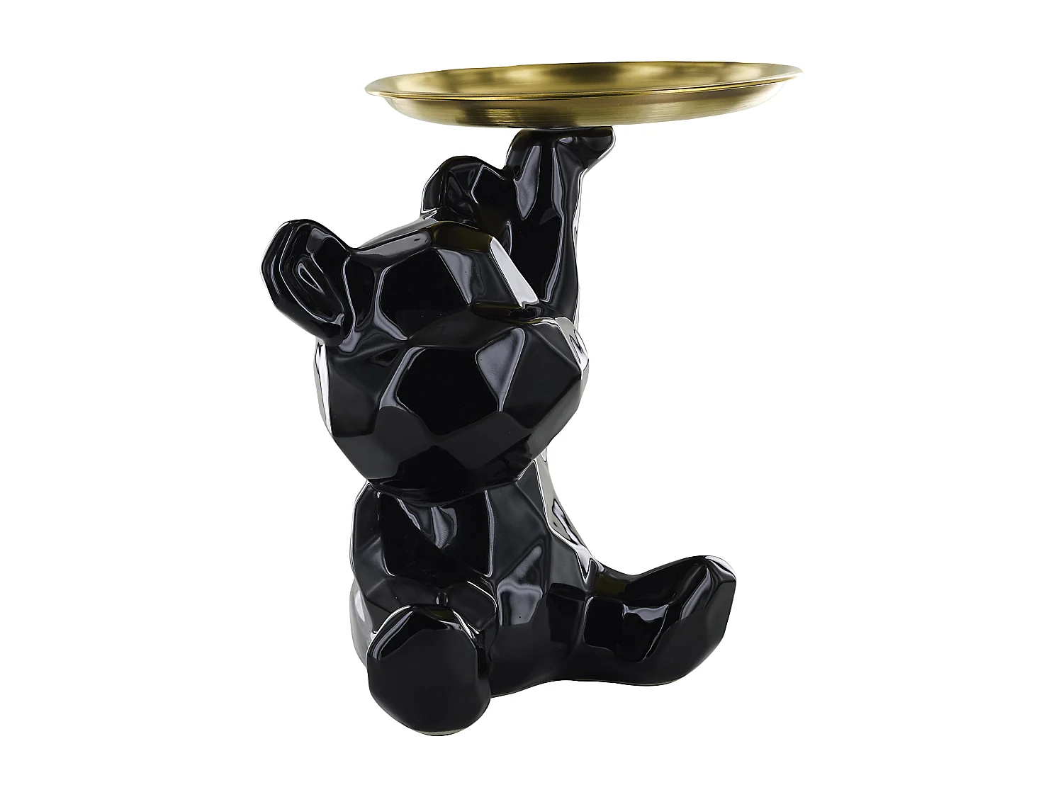 Statue Ourson Vide Poche Noir H12cm Noir, Or