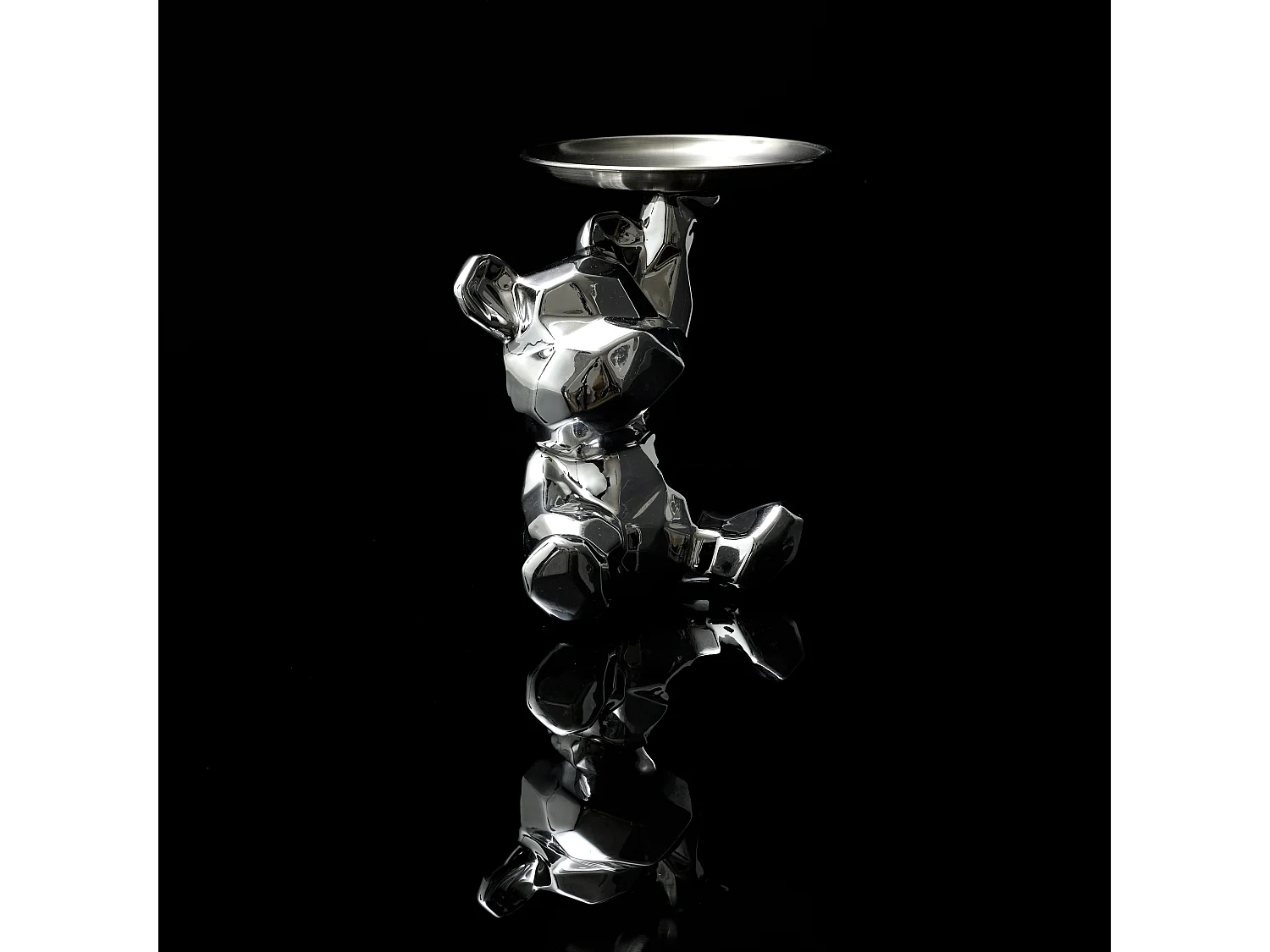 Statue Ourson Vide Poche Argent H12cm Argent