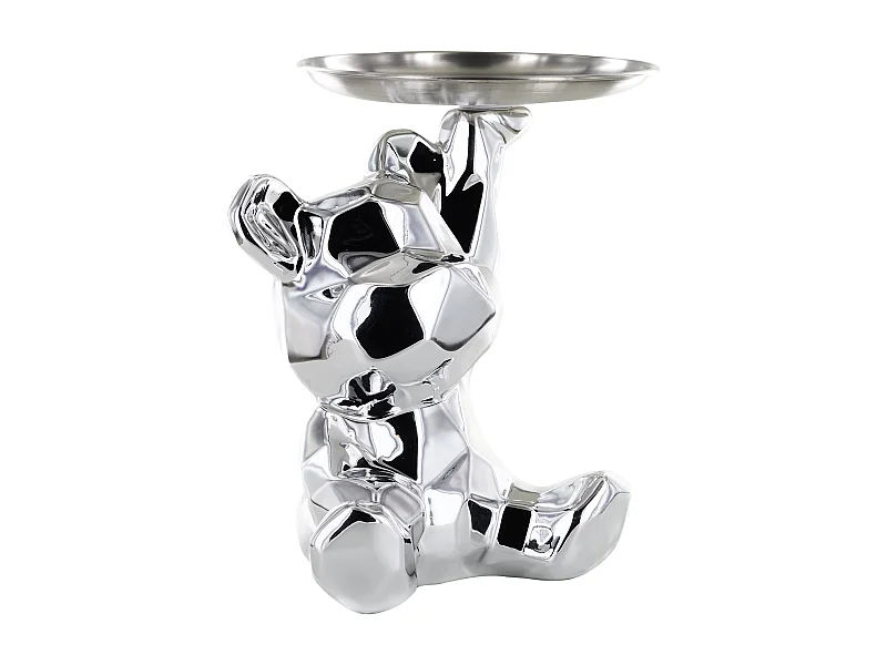 Statue Ourson Vide Poche Argent H12cm Argent