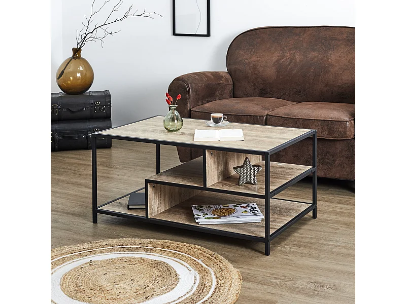 Table Basse Edison Marron, Noir