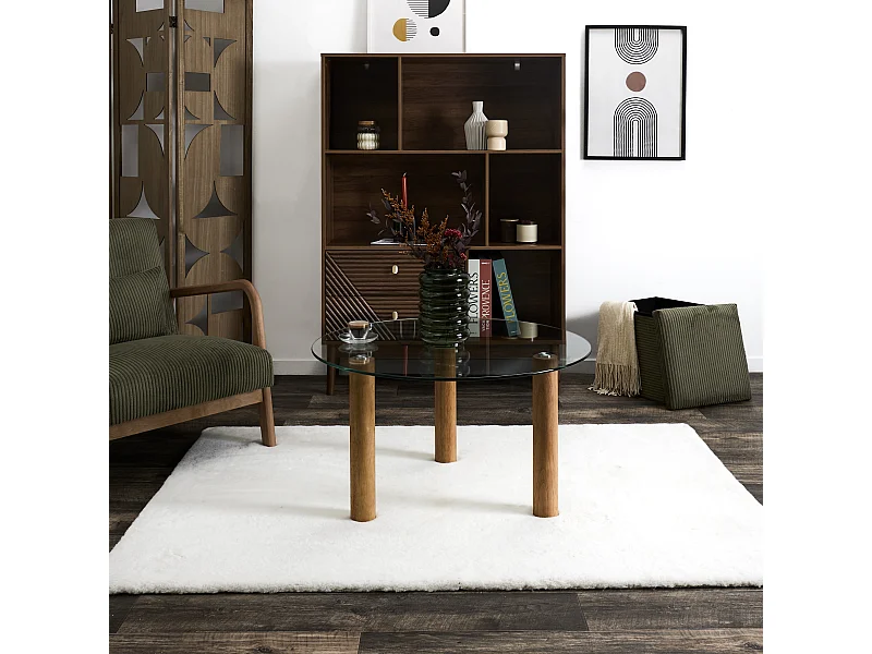 Table Ronde Verre Trempe Clara Marron