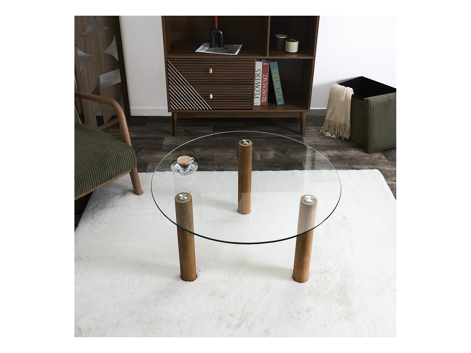 Table Ronde Verre Trempe Clara Marron