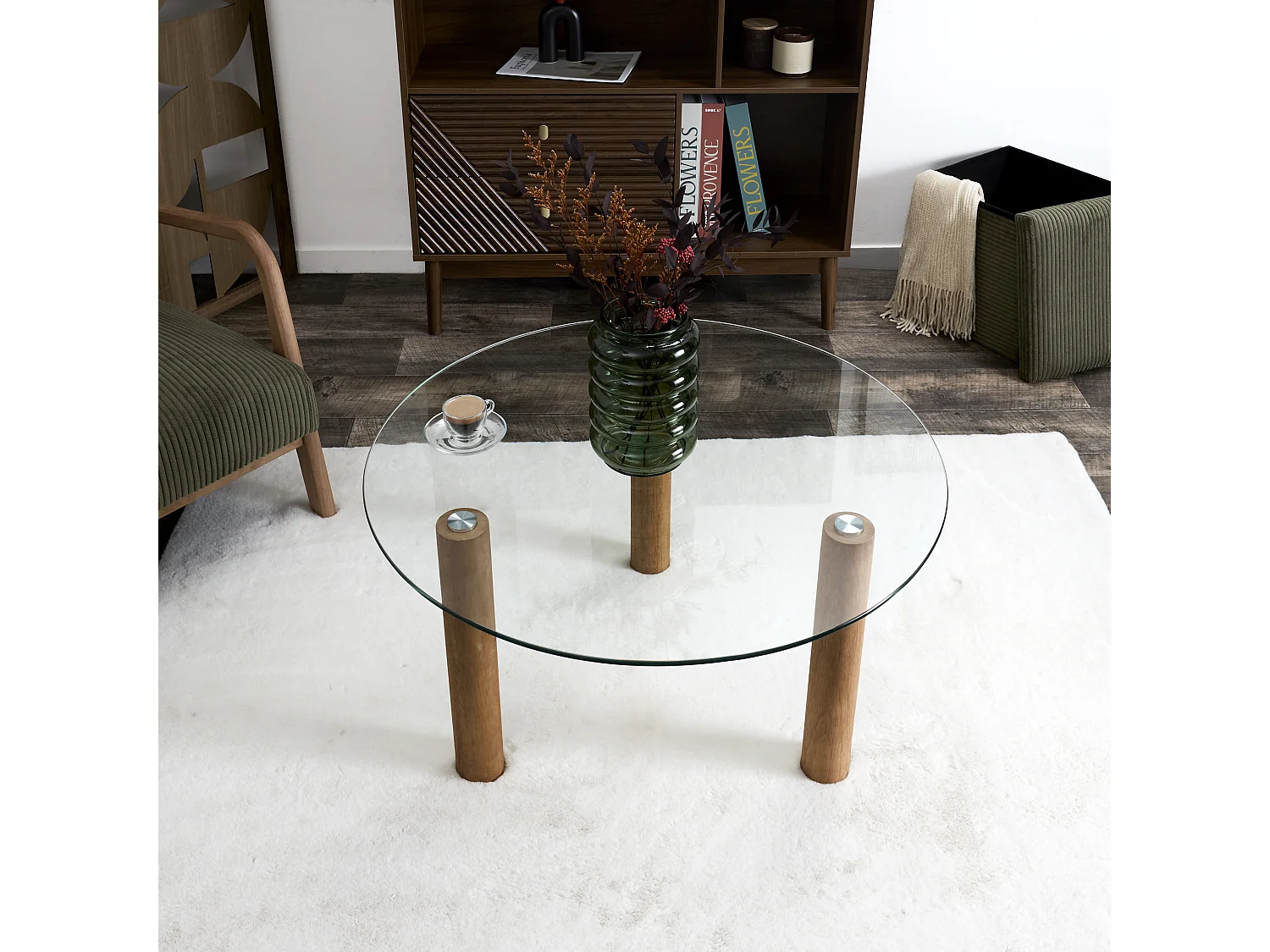 Table Ronde Verre Trempe Clara Marron