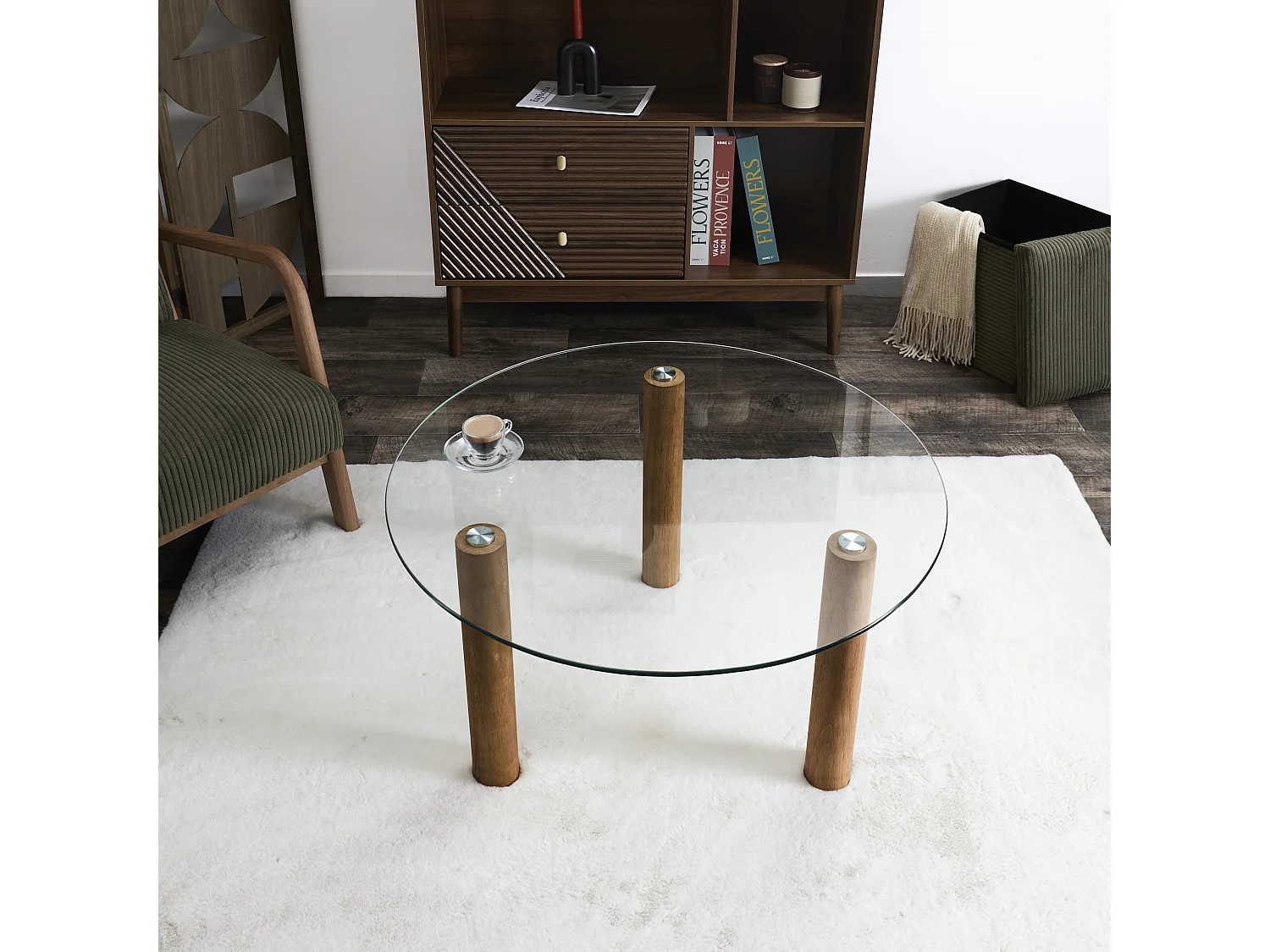 Table Ronde Verre Trempe Clara Marron