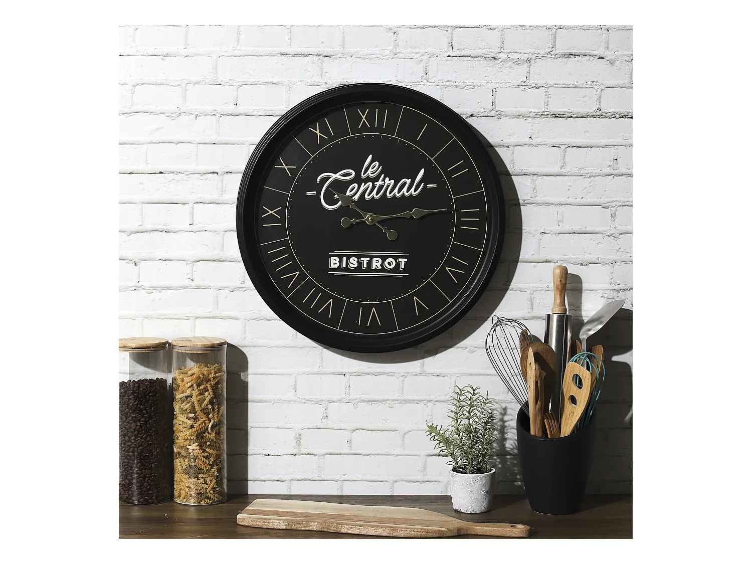 Horloge Bistrot Noir 50cm Noir