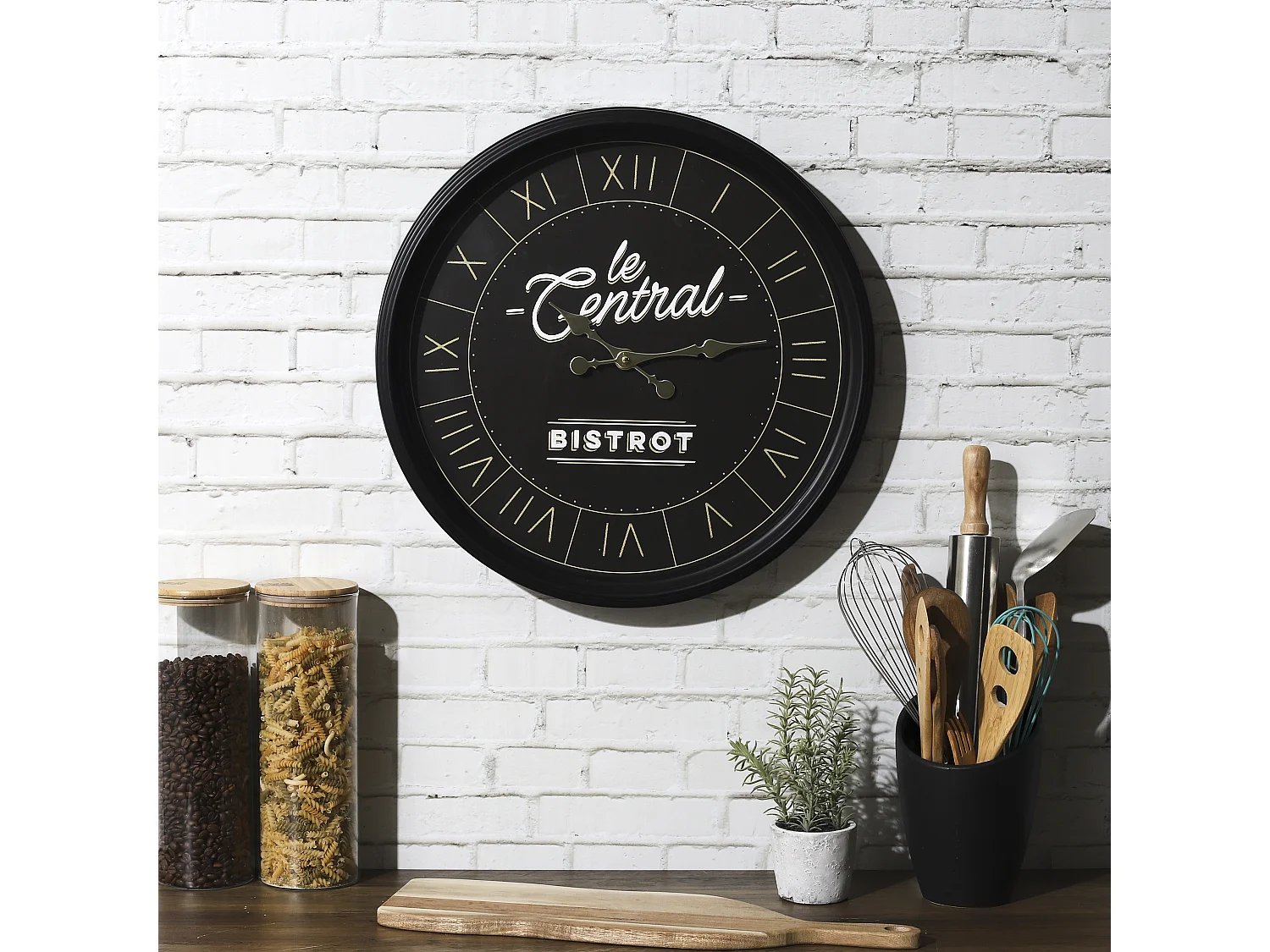 Horloge Bistrot Noir 50cm Noir