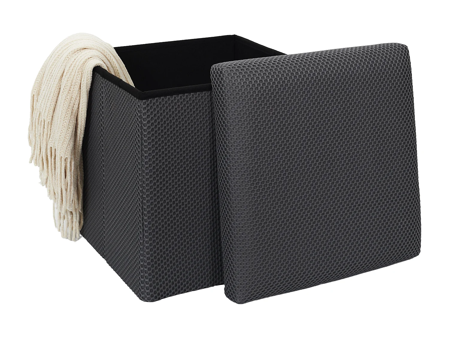 Coffre Pouf Pliable Atome Gris Gris