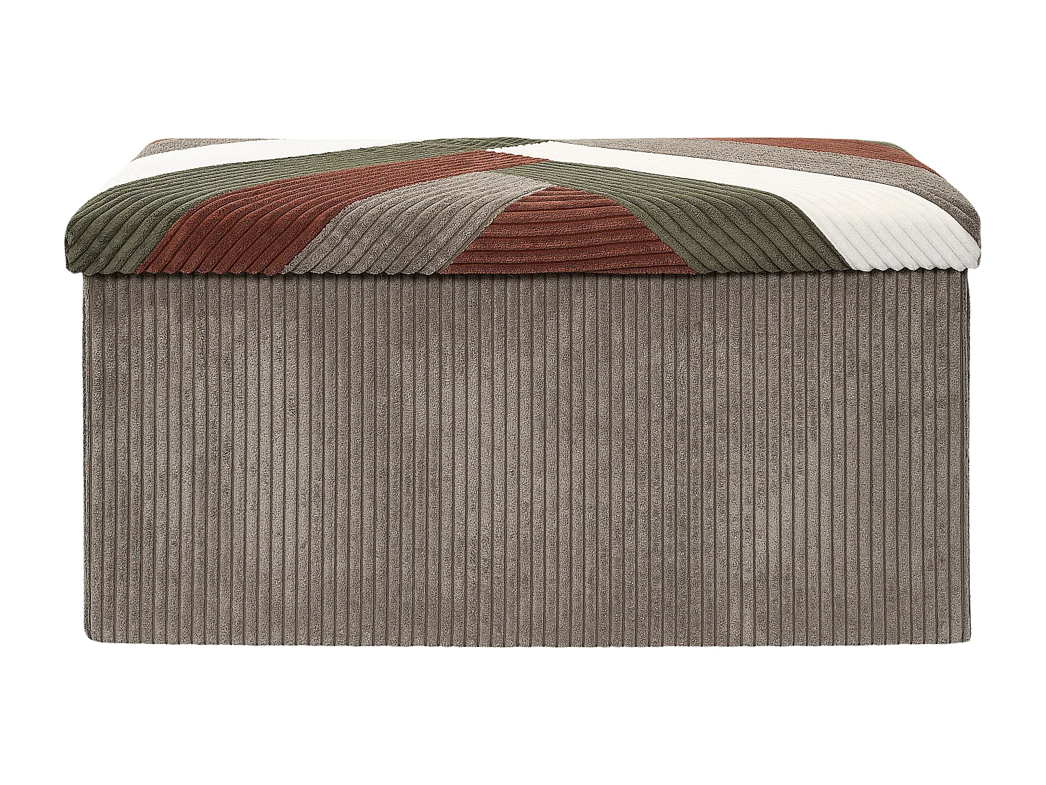 Coffre Banc Pliable Patchwork Cotele Scott Beige, Gris, Rouge, Vert