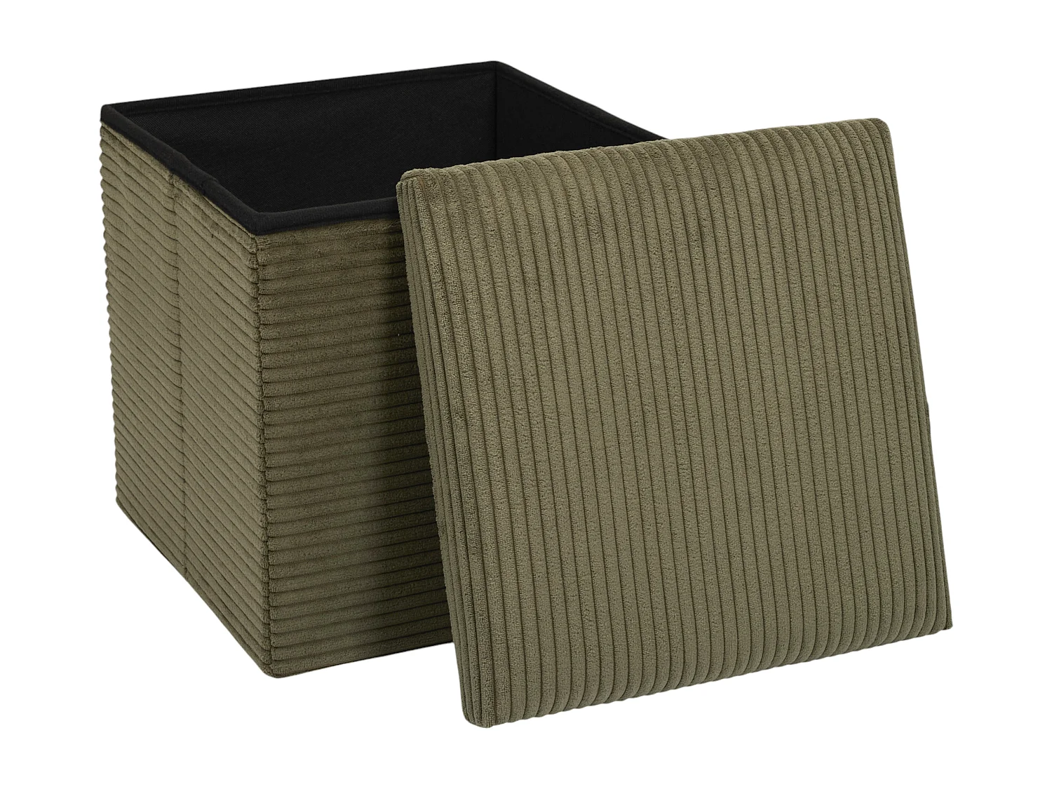 Coffre Pouf Pliable Cotele Scott Vert Vert