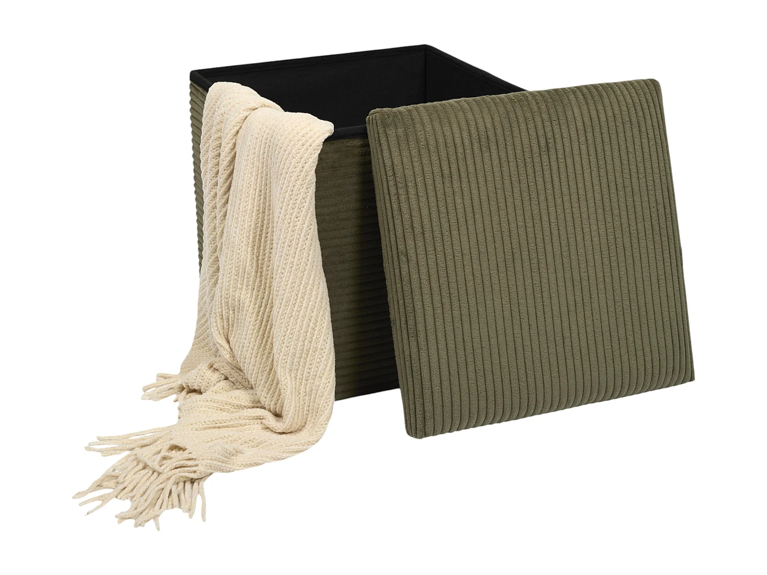 Coffre Pouf Pliable Cotele Scott Vert Vert