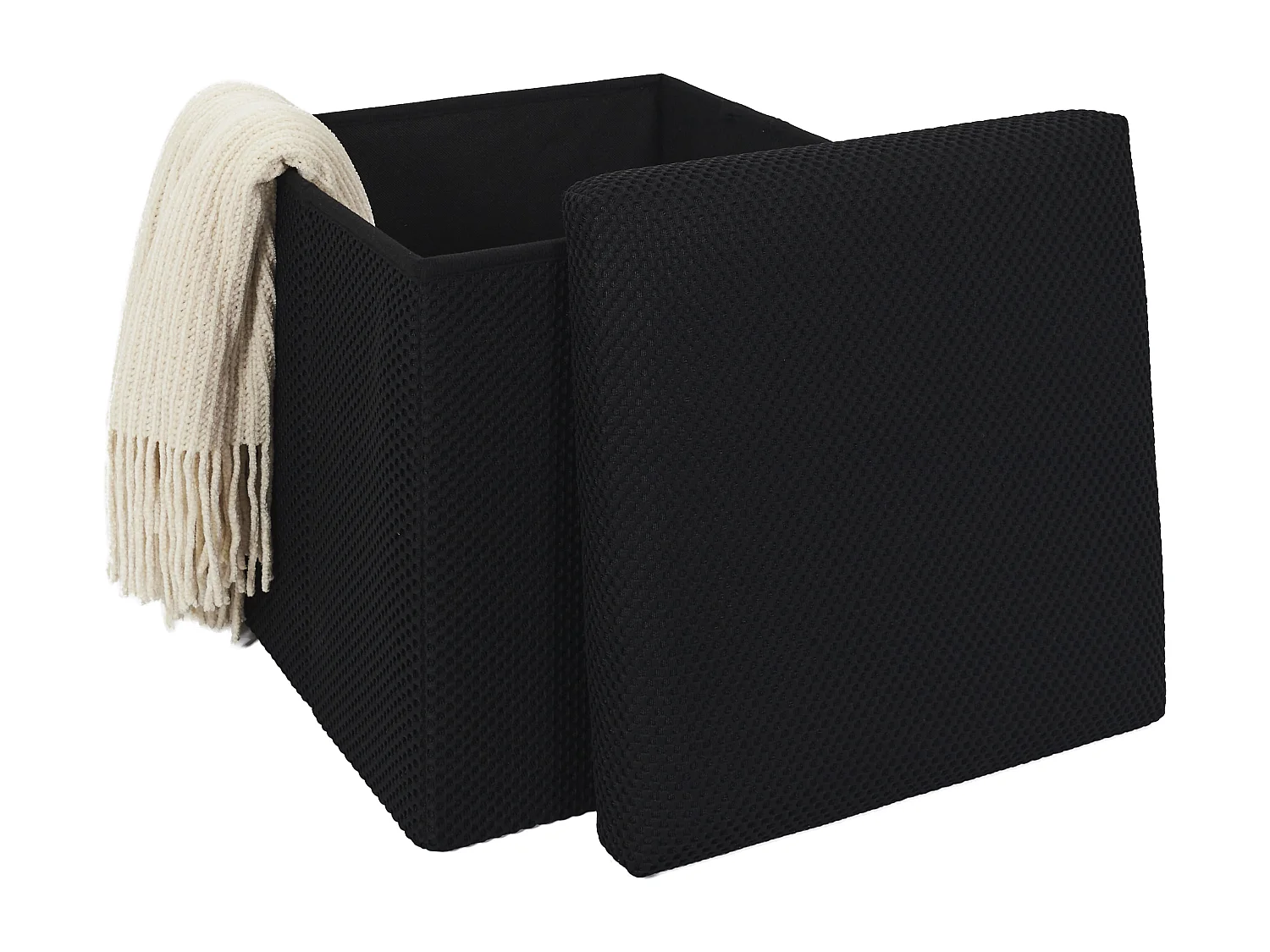 Coffre Pouf Pliable Atome Noir Noir
