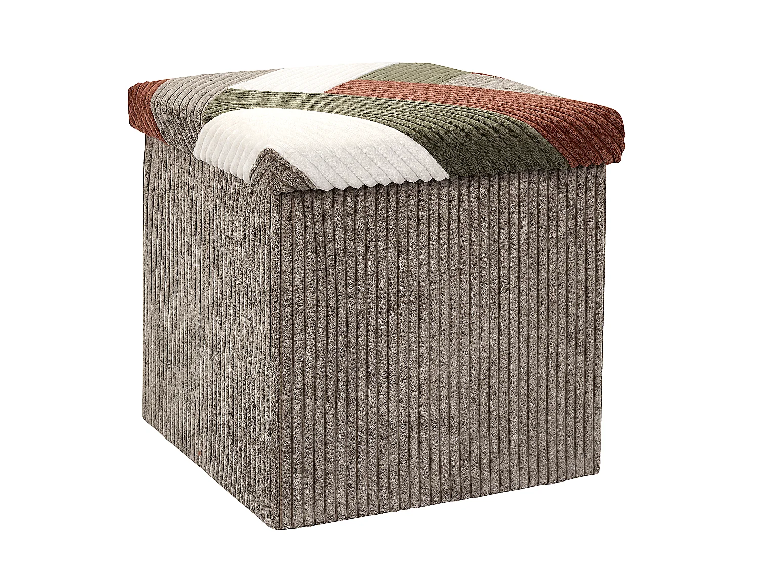 Coffre Pouf - HOME DECO FACTORY - Scott - Pliable - Patchwork - Multicolore