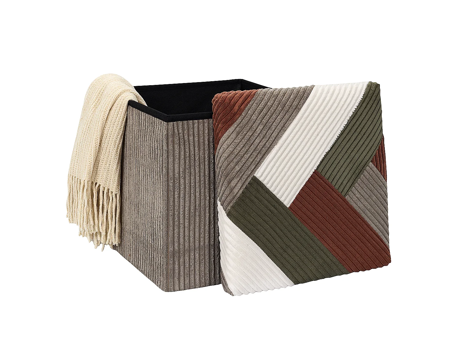 Coffre Pouf - HOME DECO FACTORY - Scott - Pliable - Patchwork - Multicolore