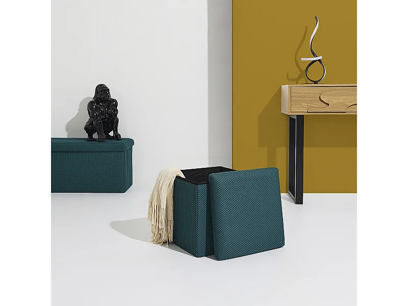 Coffre Pouf Pliable Atome Bleu Bleu