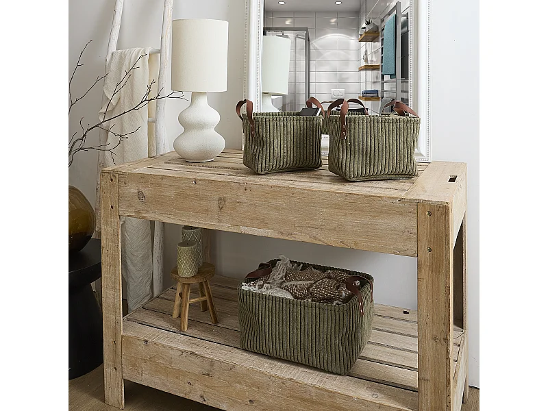 Panier Rangement Vert Cotele X3 H20cm Vert