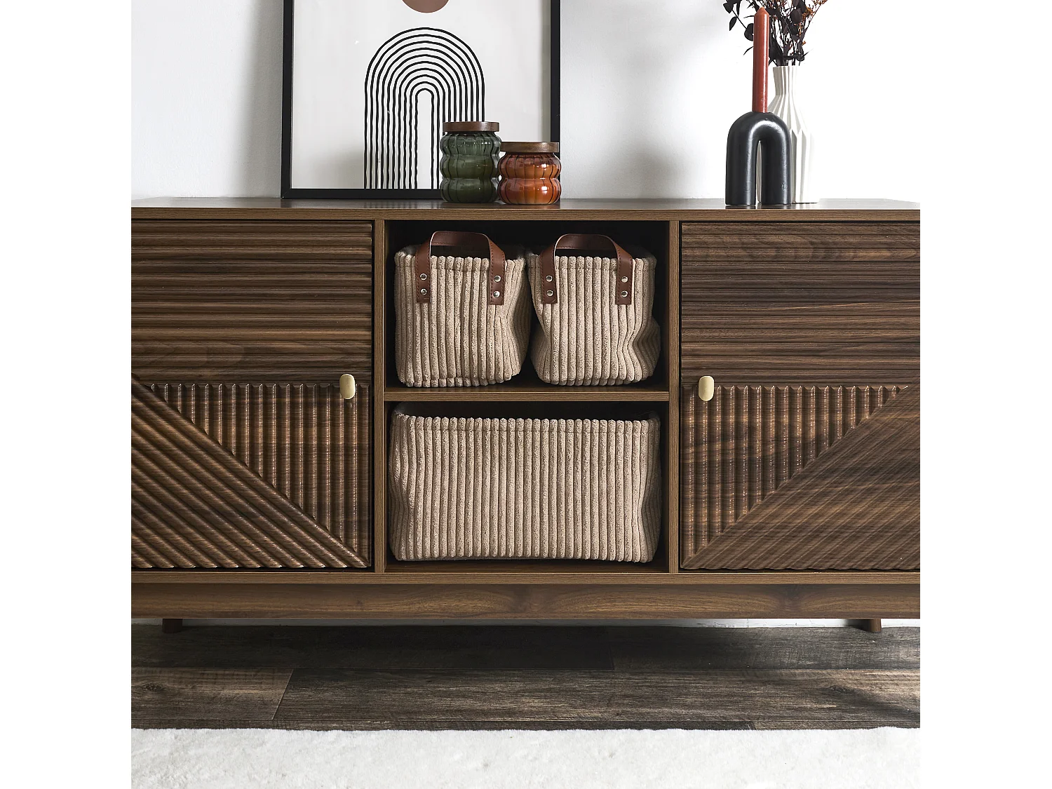 Panier Rangement Taupe Cotele X3 H20cm Gris, Marron