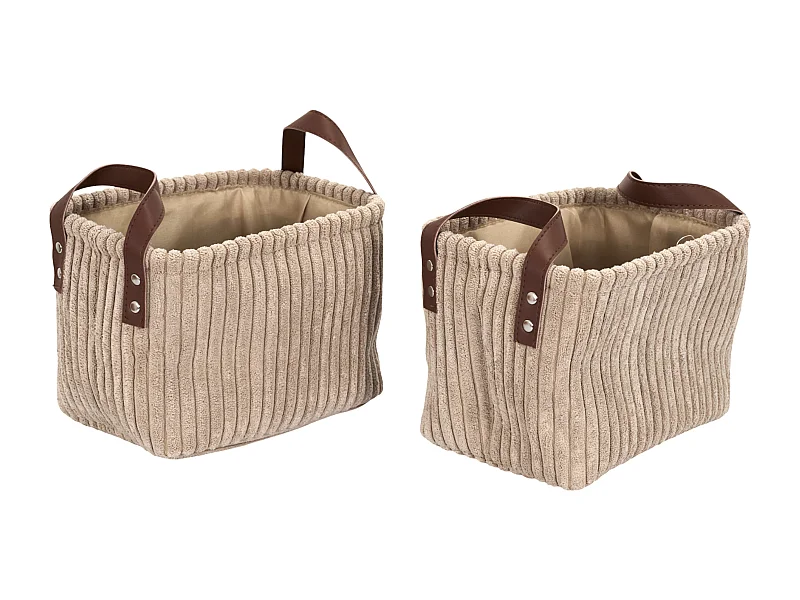 Panier Rangement Taupe Cotele X3 H20cm Gris, Marron