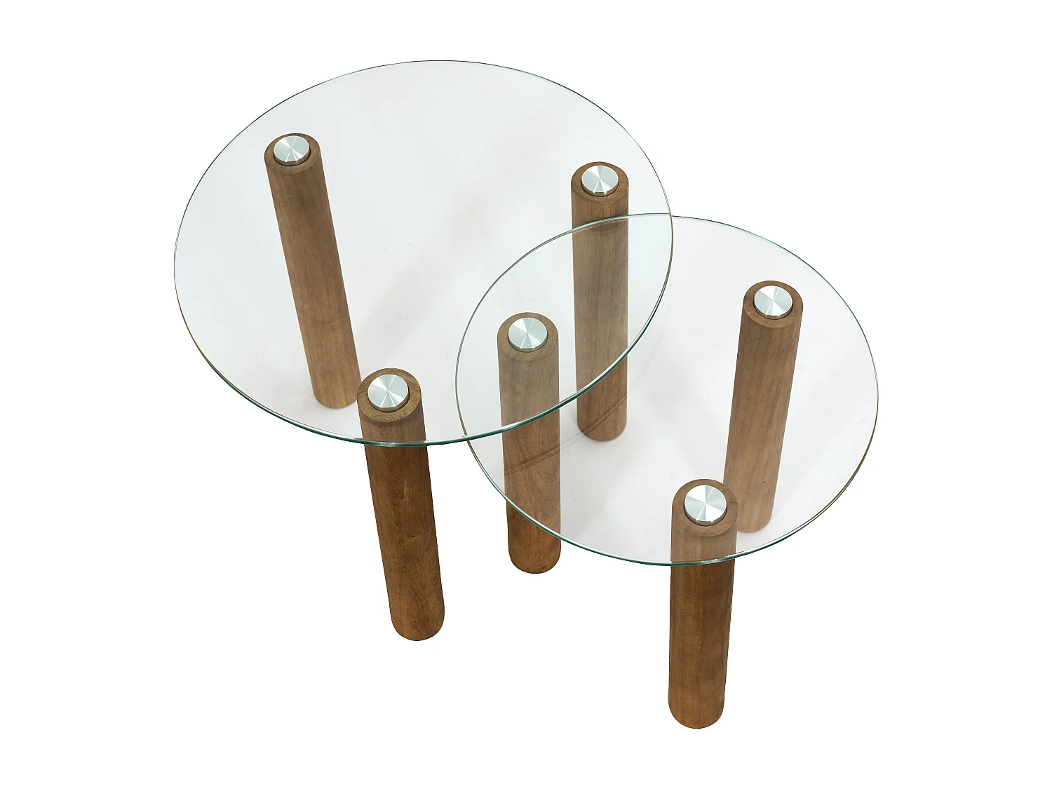 Table Gigogne  Verre Trempe Rond Clara X2 Marron