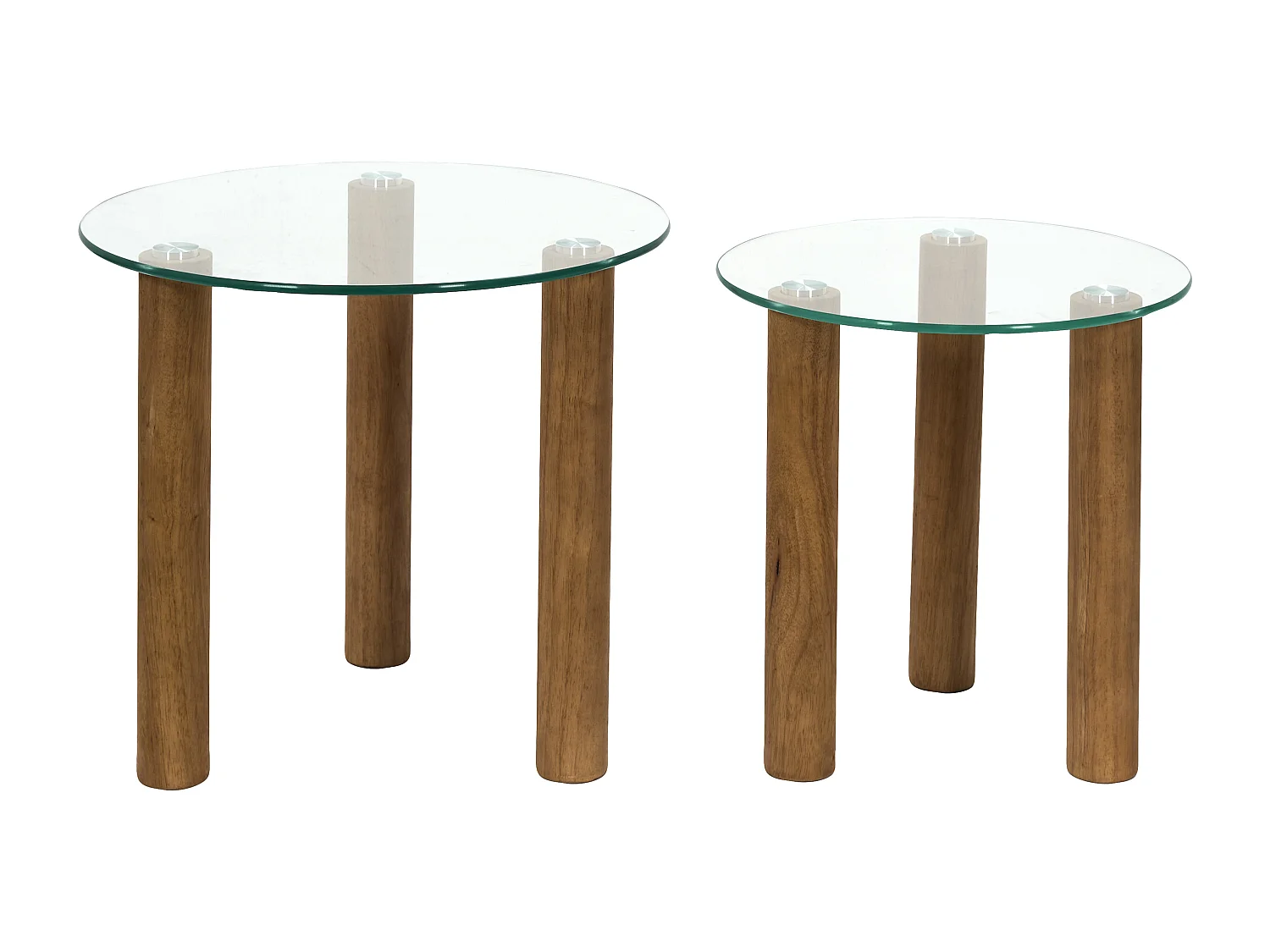 Table Gigogne  Verre Trempe Rond Clara X2 Marron