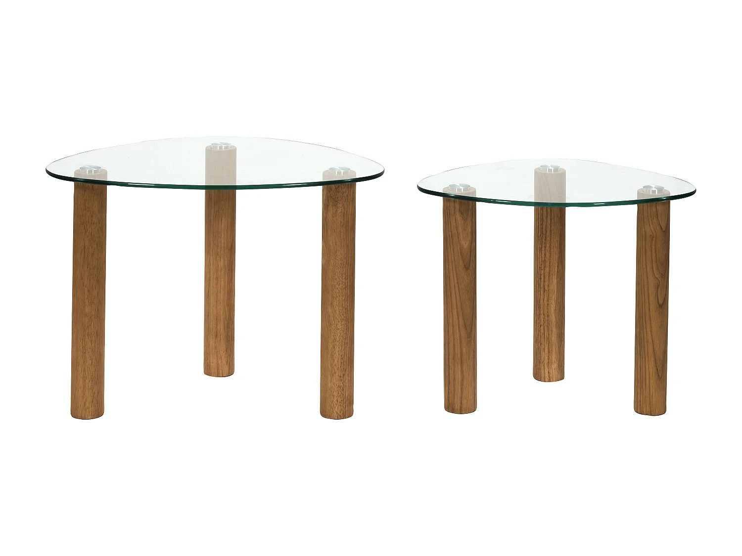 Table Gigogne  Verre Trempe Galet Clara X2 Marron