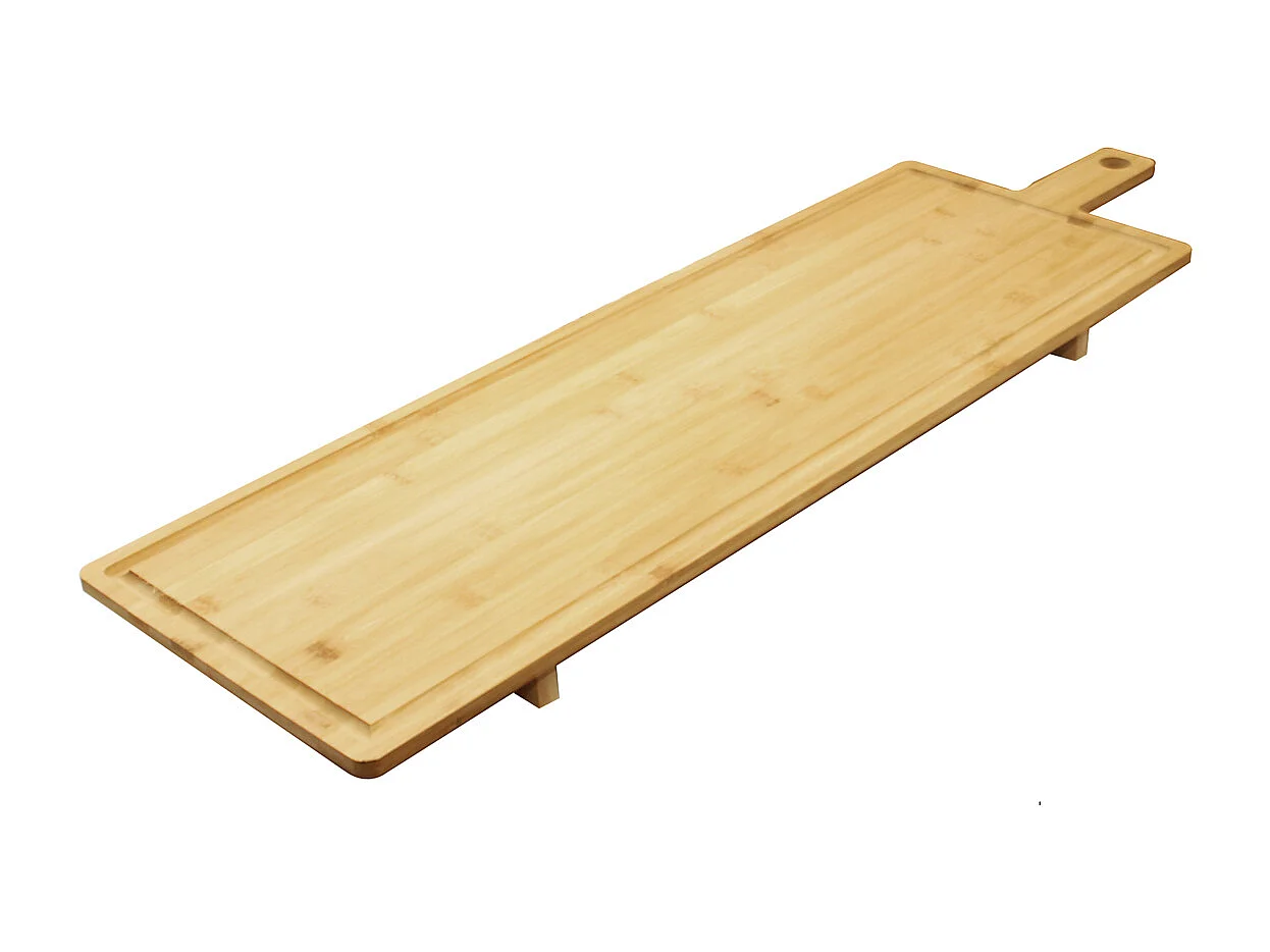 Plateau de service pour repas, tablette avec poignée rectangulaire en bambou - Longueur 88 x profondeur 26 x Hauteur 4 cm