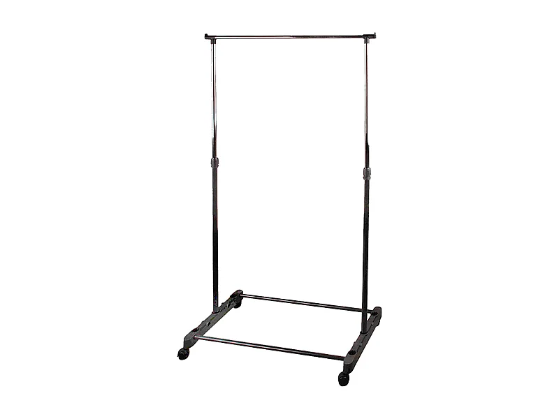 Portant à vêtements Inoxydable Extensible avec Roulettes et Étagère à Chaussures coloris noir - Longueur 80 x profondeur 43 x Hauteur 90-160 cm