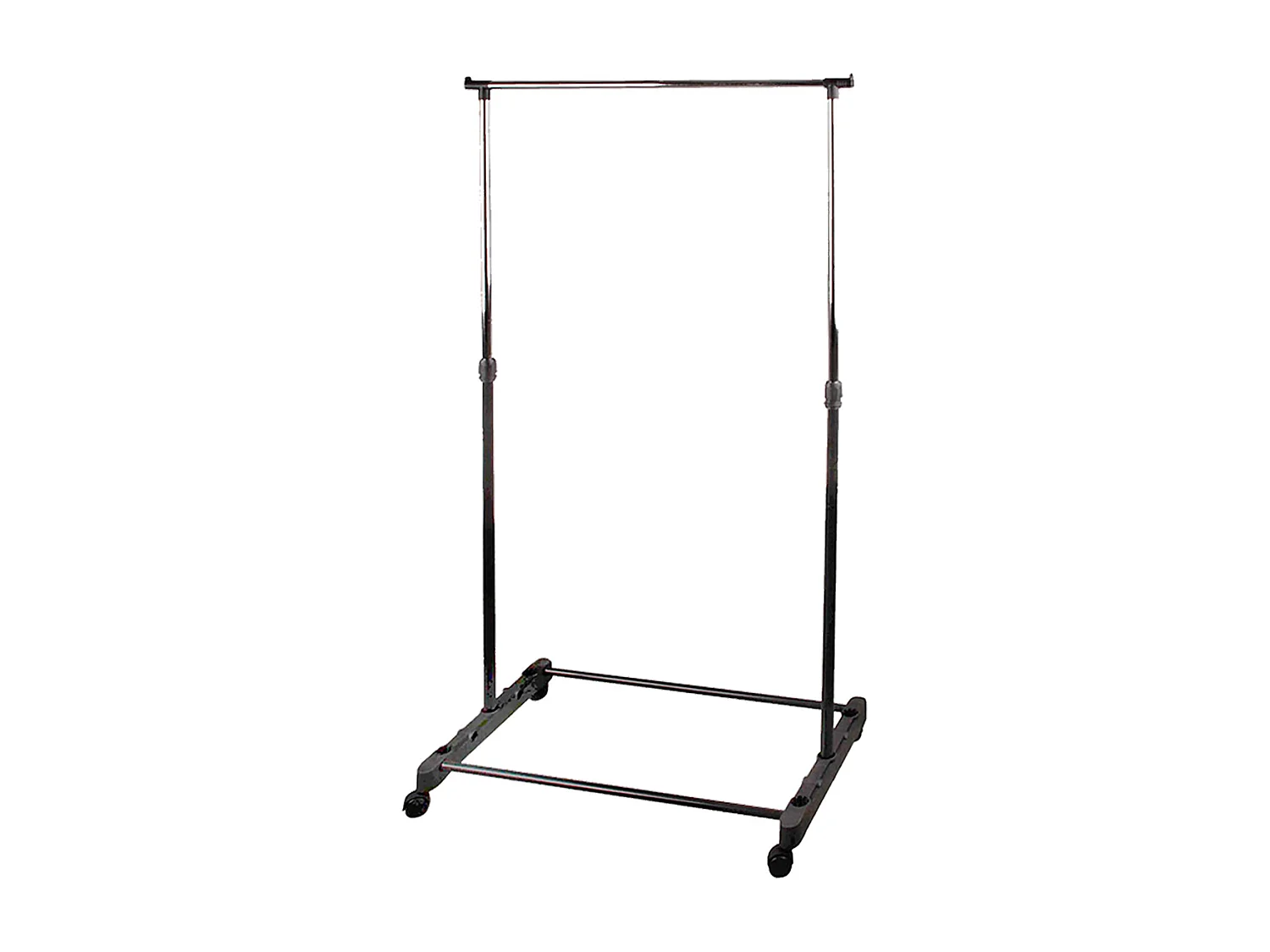 Portant à vêtements Inoxydable Extensible avec Roulettes et Étagère à Chaussures coloris noir - Longueur 80 x profondeur 43 x Hauteur 90-160 cm