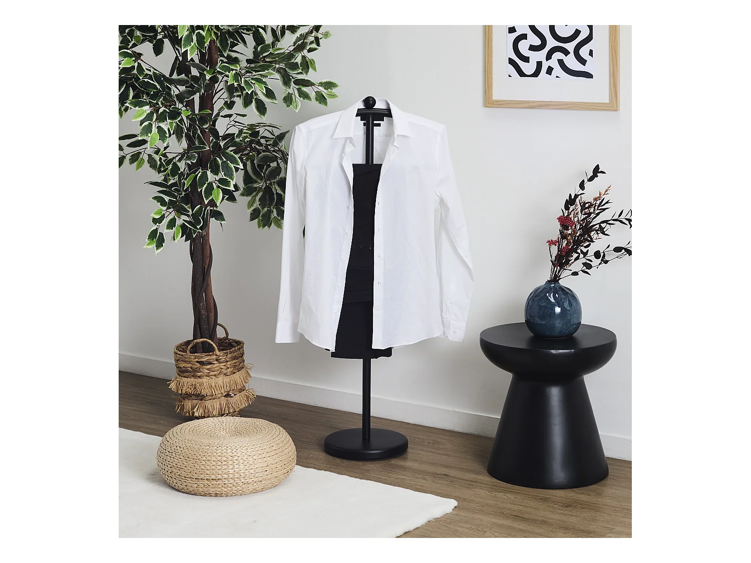 Valet De Nuit Effet Bois Noir, Marron