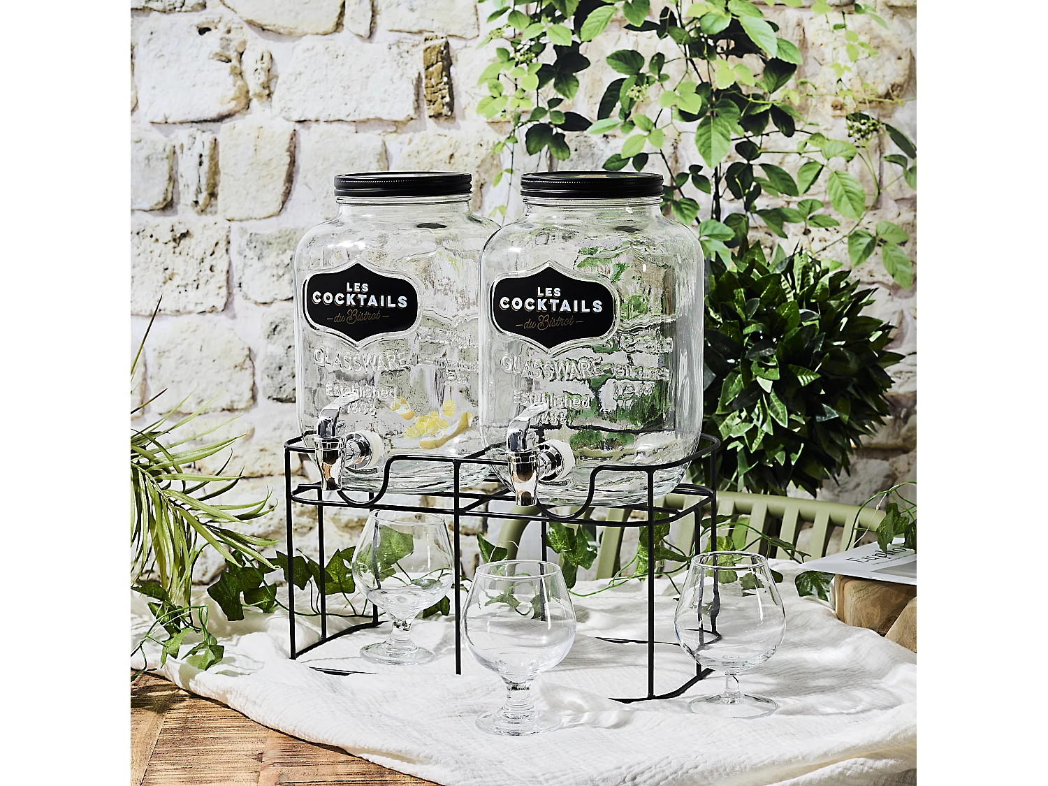 Double Fontaine A Boisson Bistrot 2x4l Transparent