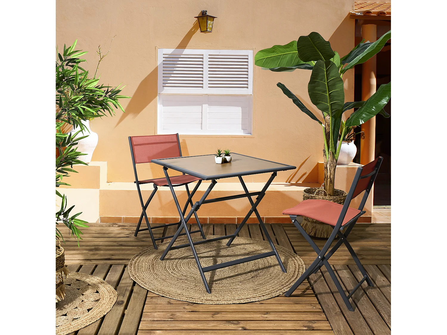 Table Metal Gris Effet Bois Barcelone 70x70 Gris