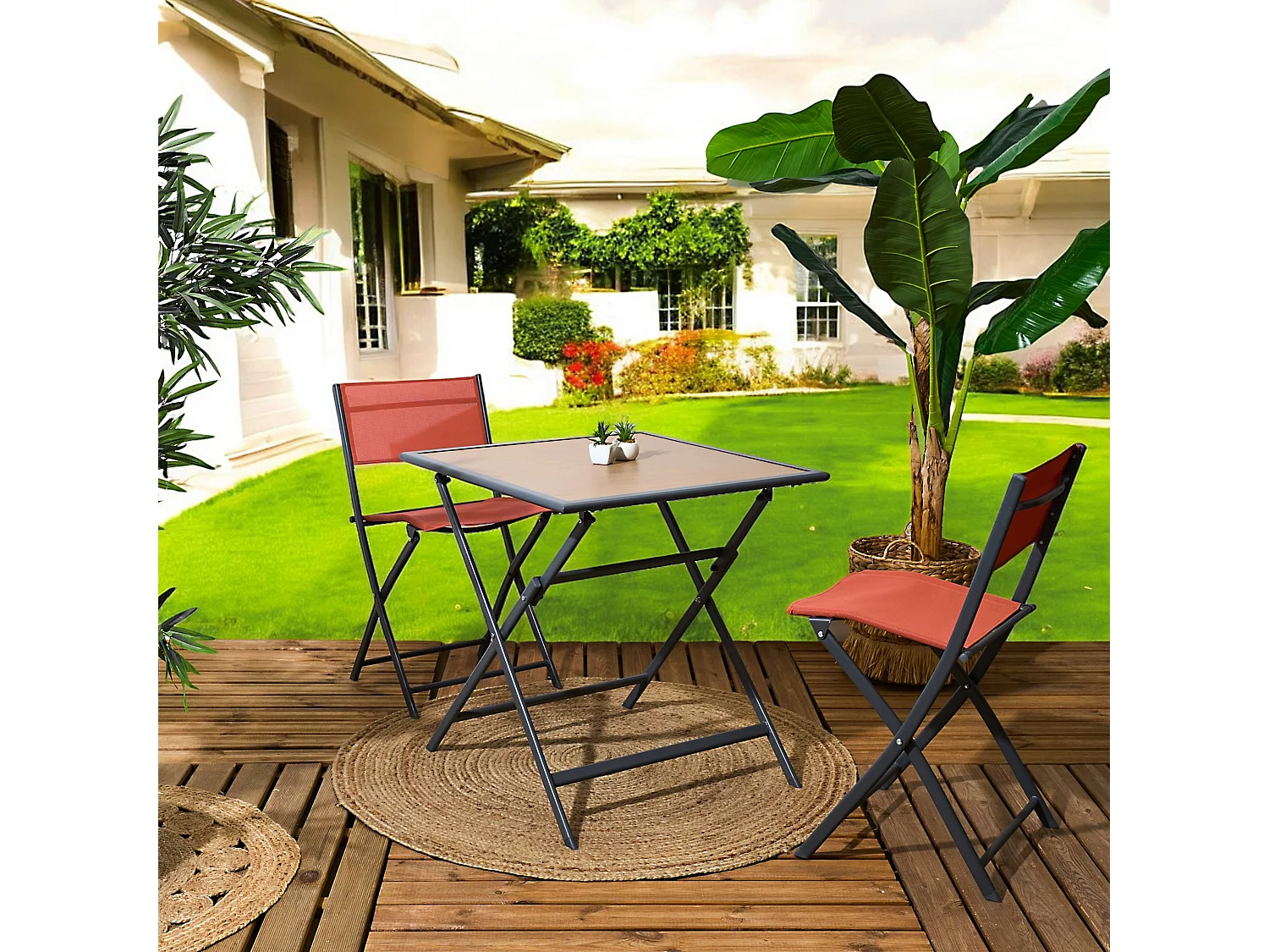 Table Metal Gris Effet Bois Barcelone 70x70 Gris