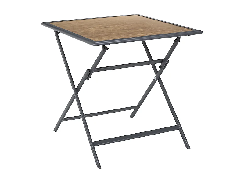 Table Metal Gris Effet Bois Barcelone 70x70 Gris