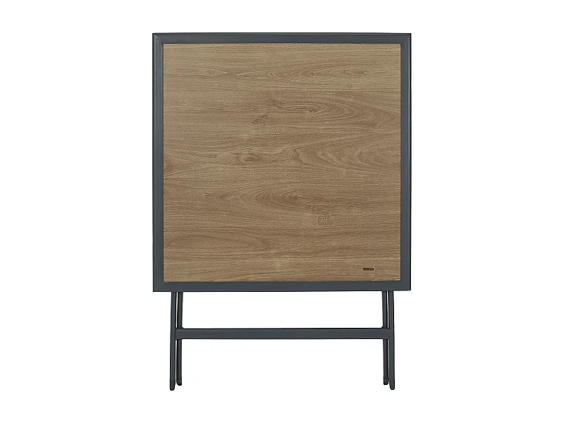 Table Metal Gris Effet Bois Barcelone 70x70 Gris