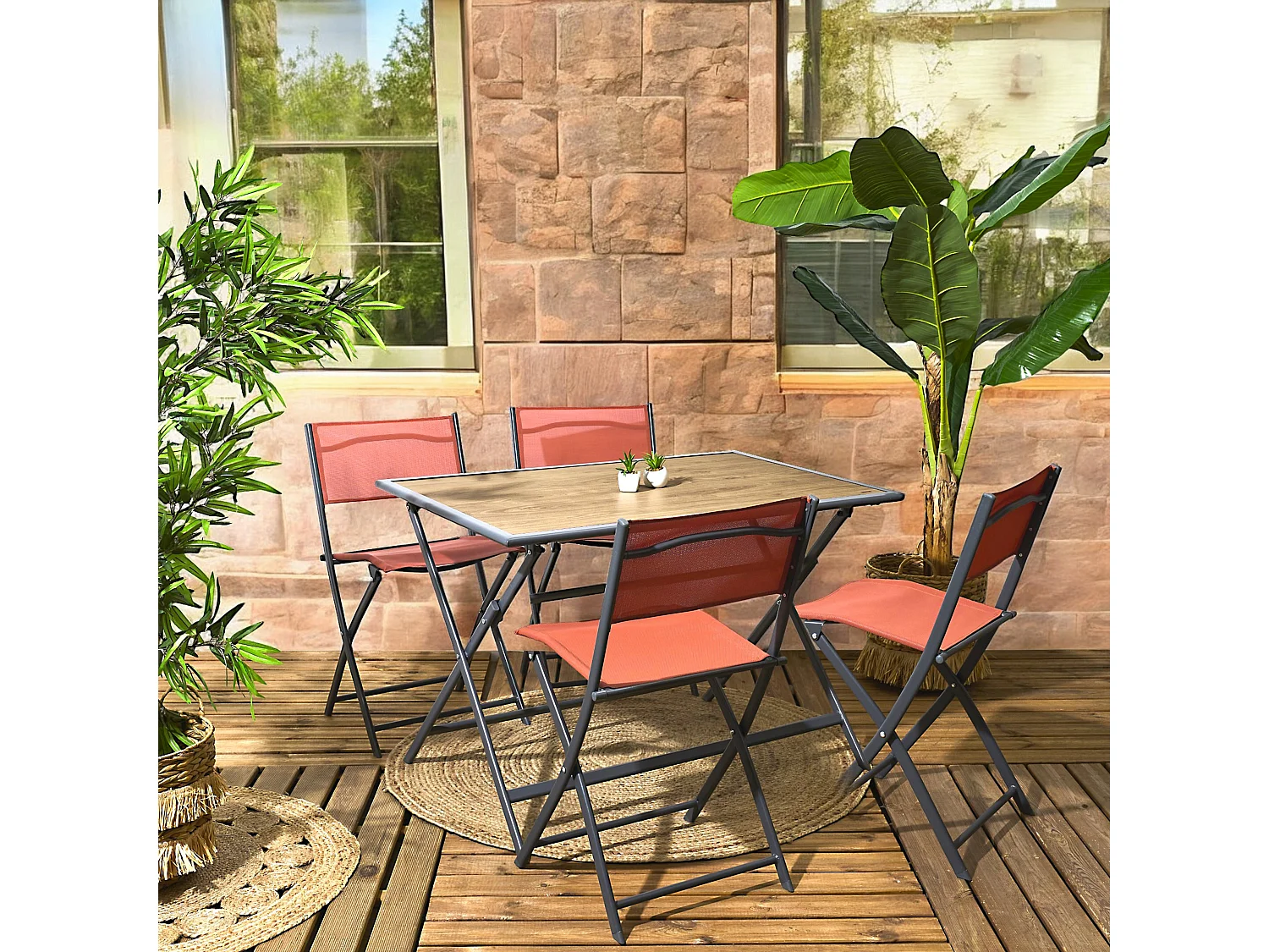 Table Metal Effet Bois Barcelone 110x70 Gris