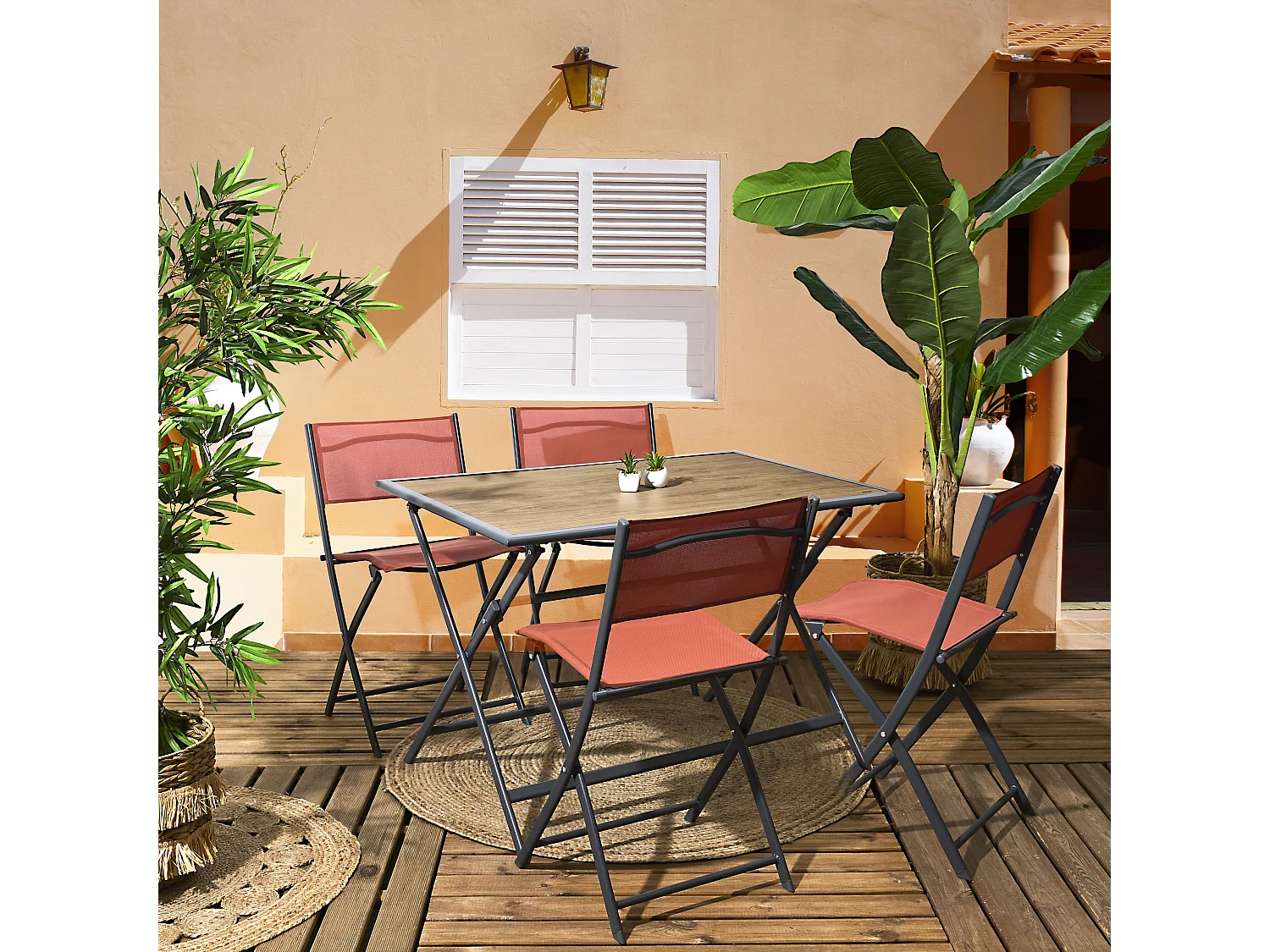 Table Metal Effet Bois Barcelone 110x70 Gris